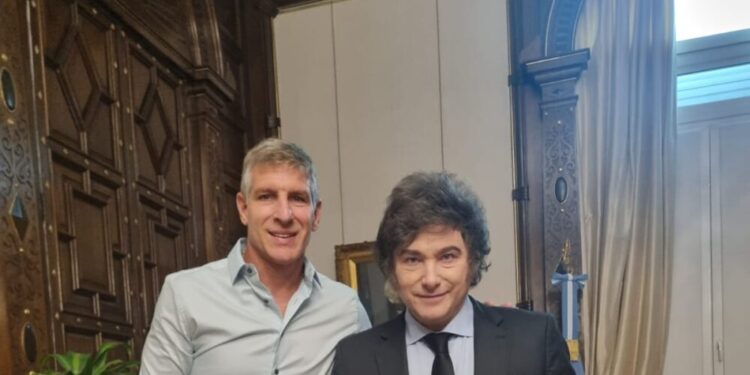 El ex Boca Juniors Martín Palermo visitó al presidente Javier Milei en la casa Rosada